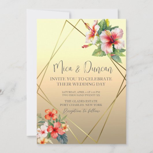 熱帯ハイビ結婚スカス 招待状 (正面)