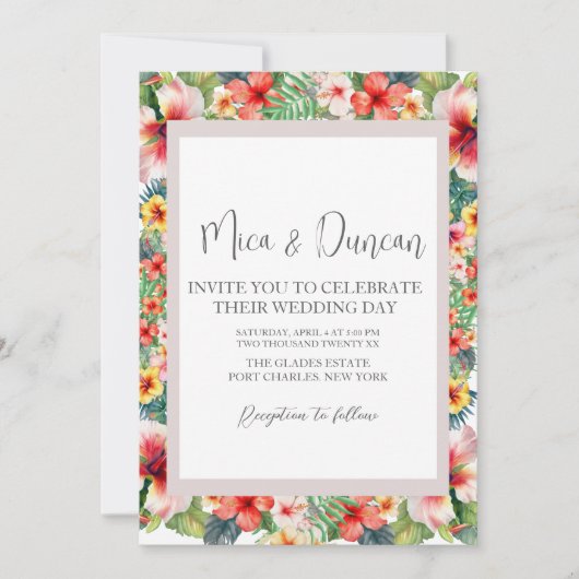 熱帯ハイビ結婚スカス 招待状 (正面)