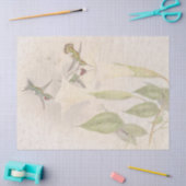 熱帯ハチドリの鳥の花柄のティッシュペーパー 薄葉紙 (クラフト)