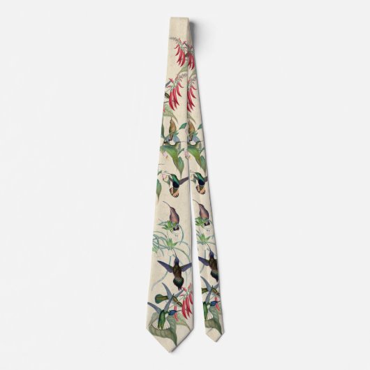 熱帯ハチドリの鳥の蘭の花のタイ ネクタイ (正面)