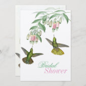 熱帯ハミングバードフローラブライダルカップルのシャワー 招待状 (正面/裏面)