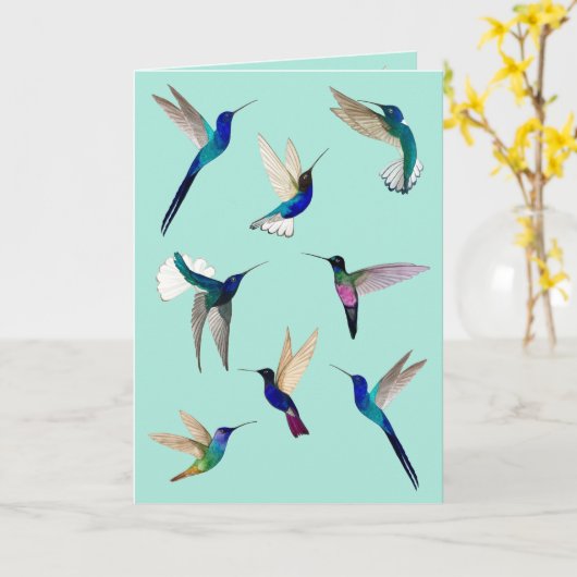 熱帯ハミングバード カード (黄色い花)