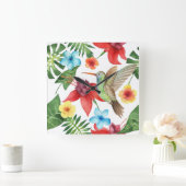 熱帯ハミングバード スクエア壁時計 (ホーム)