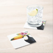 熱帯ハロー- Toucan スクエアペーパーコースター (インサイチュ)