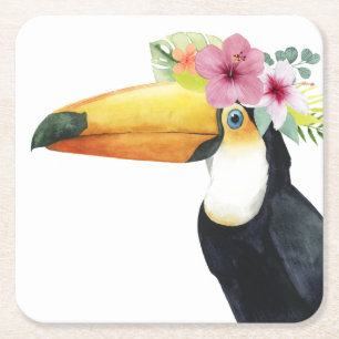 熱帯ハロー- Toucan スクエアペーパーコースター