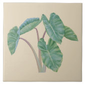 熱帯ハワイのタロイモの水彩画のセラミックタイル タイル (正面)