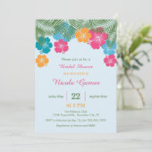 熱帯ハワイのハイビスカスのブライダルシャワーInvitatio 招待状 (スタンド正面)