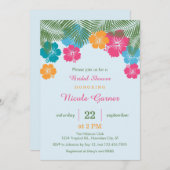 熱帯ハワイのハイビスカスのブライダルシャワーInvitatio 招待状 (正面/裏面)