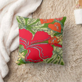 熱帯ハワイのハイビスカス クッション (ブランケット)