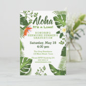 熱帯ハワイのルアウ(ハワイ式宴会)の卒業パーティーの招待 招待状 (スタンド正面)