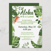 熱帯ハワイのルアウ(ハワイ式宴会)の卒業パーティーの招待 招待状 (正面/裏面)