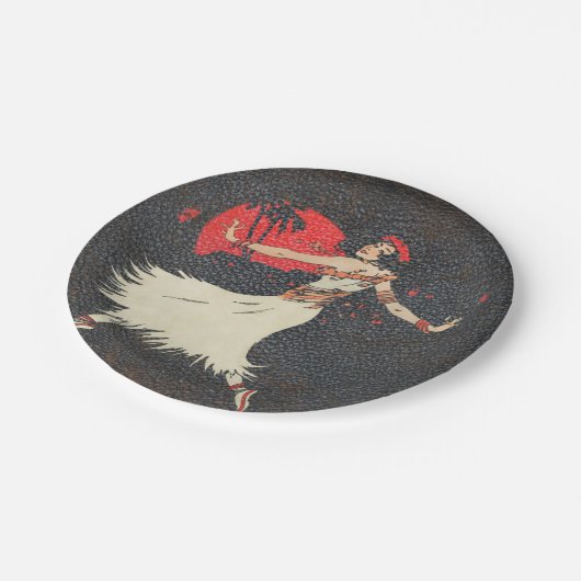 熱帯ハワイのヴィンテージのフラのダンサー|のルアウ（ハワイ式宴会）のパーティー ペーパープレート (アングル)