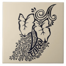 熱帯ハワイの種族のタロイモ植物のセラミックタイル