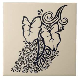 熱帯ハワイの種族のタロイモ植物のセラミックタイル タイル