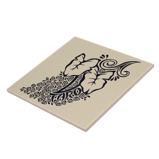 熱帯ハワイの種族のタロイモ植物のセラミックタイル タイル (側面)