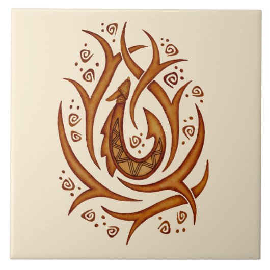 熱帯ハワイの種族の釣り針のセラミックタイル タイル (正面)