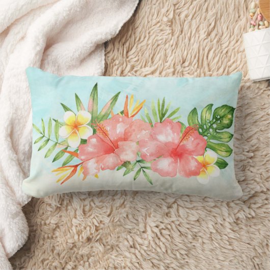 熱帯ハワイの花の装飾用クッション ランバークッション (ブランケット)