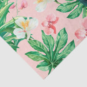 熱帯ハワイの鳥のフローラの水色パターン 薄葉紙 (詳細)