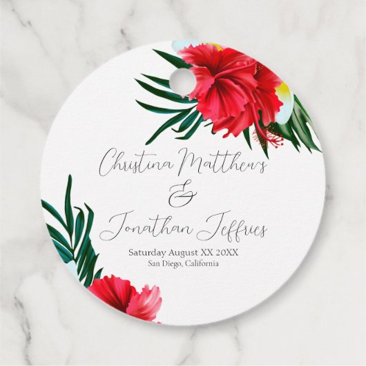 熱帯ハワイアンの花が白エレガント色 フェイバータグ (裏面)