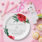 熱帯ハワイアンの花が白エレガント色 ペーパープレート (パーティー)