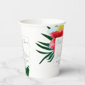 熱帯ハワイアンの花が白エレガント色 紙コップ (左)