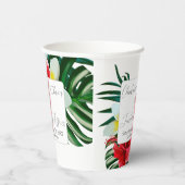 熱帯ハワイアンの花が白エレガント色 紙コップ (右)