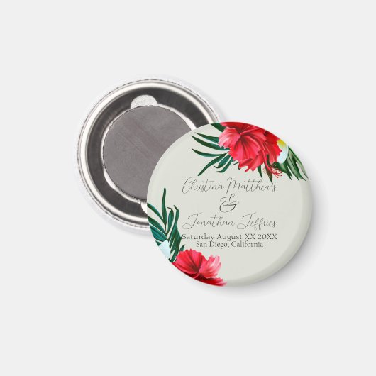 熱帯ハワイアンの花エレガントがセージ結婚の マグネット (正面/裏面)