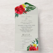 熱帯ハワイアンの花エレガント付け オールインワン招待状 (内側)