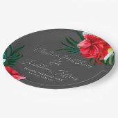 熱帯ハワイアンの花オンエレガントグレー ペーパープレート (アングル)