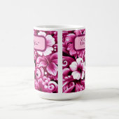 熱帯ハワイアンの花ハイビスカスパーソナライズされた コーヒーマグカップ (中央)