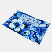 熱帯ハワイアンの花ハイビスカスパーソナライズされた ドアマット (アングル)