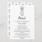 熱帯ハワイアンをテーマにしたルアウ（ハワイ式宴会）ブライダルシャワー 招待状 (正面/裏面)