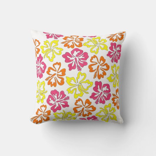 熱帯ハワイアンアイランドハイビスカスフラワーズフローラ クッション (正面)