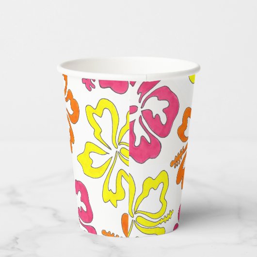 熱帯ハワイアンアイランドハイビスカスフラワーズフローラ 紙コップ (右)