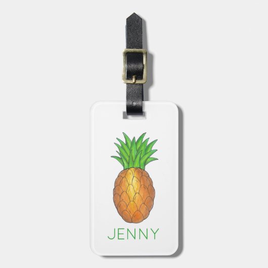 熱帯ハワイアンアイランドルアウ（ハワイ式宴会）パイナップルフルーツ ラゲッジタグ (正面縦)