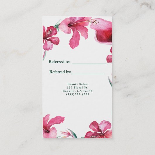 熱帯ハワイアンエレガントの花が友達を参照 紹介カード (裏面)