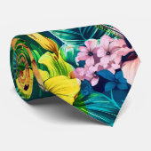 熱帯ハワイアンカラフル模様 ネクタイ (ロール)