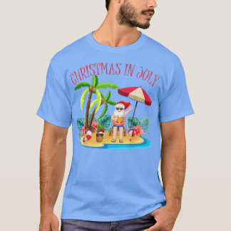 熱帯ハワイアンクリスマスサマーサンタクリスマスインJ Tシャツ