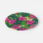 熱帯ハワイアンスタイルの花柄 ペーパープレート (アングル)
