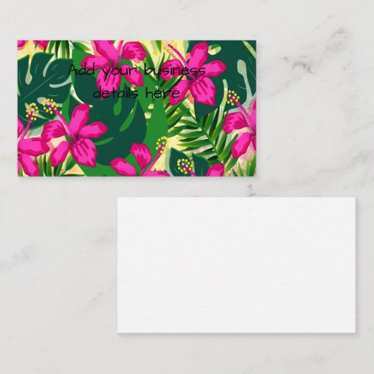 熱帯ハワイアンスタイルの花柄 名刺 (正面/裏面)