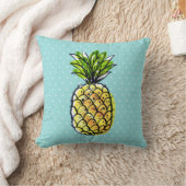 熱帯ハワイアンパイナップルターコイズブルー クッション (ブランケット)