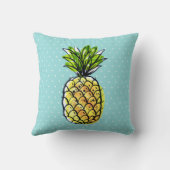 熱帯ハワイアンパイナップルターコイズブルー クッション (裏面)