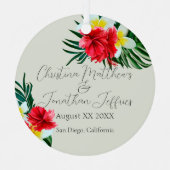 熱帯ハワイアンフラワーエレガントなウェディングオンセージ メタルオーナメント (正面)