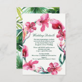 熱帯ハワイアンフラワーエレガントな結婚式詳細 エンクロージャーカード (正面/裏面)