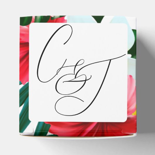 熱帯ハワイアンフラワーエレガントな結婚式 フェイバーボックス (上部)