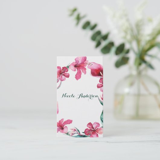 熱帯ハワイアンフラワーシエレガントックハイビスカス 名刺 (スタンド正面)