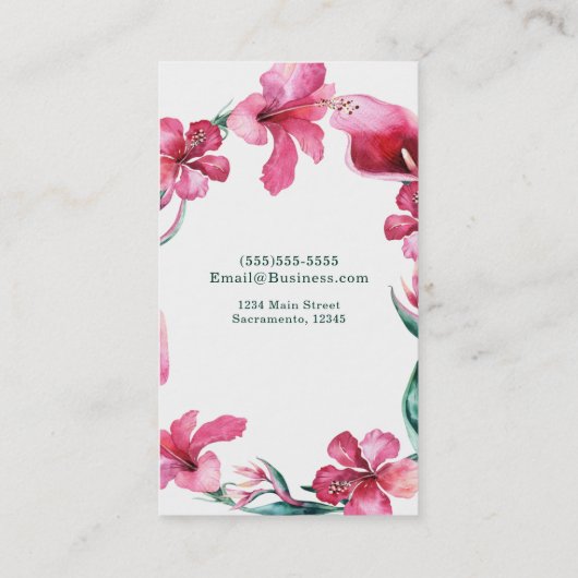 熱帯ハワイアンフラワーシエレガントックハイビスカス 名刺 (裏面)