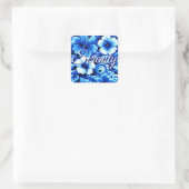 熱帯ハワイアンフラワーズハイビスカスコバルトセレニティ スクエアシール (バッグ)