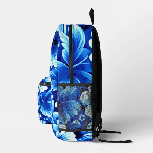 熱帯ハワイアンフラワーハイビスカスコバルトブルー プリントバックパック (右)