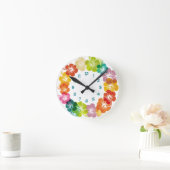 熱帯ハワイアンフローラデザイン ラウンド壁時計 (ホーム)